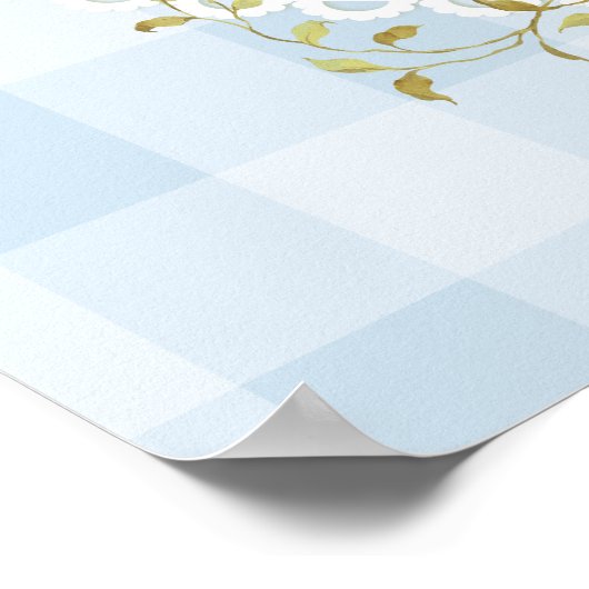 Silly Goose Blue Gingham Baby Shower Welcome Poster (Hoek)