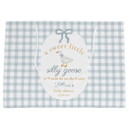 Silly Goose Blue Gingham Cottagecore Baby Shower Groot Cadeauzakje