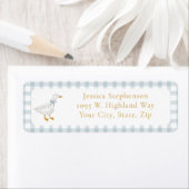 Silly Goose Blue Gingham Return Address Label (Insitu)