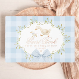 Silly Goose Blue Gingham Whimsical Baby Shower Gastenboek