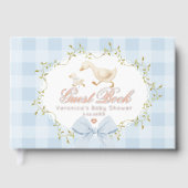 Silly Goose Blue Gingham Whimsical Baby Shower Gastenboek (Voorkant)