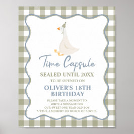 Silly Goose Blue Green 1st Birthday Time Capsule Poster