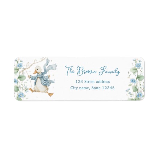 Silly Goose Blue Return Address Label (Voorkant)