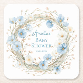 Silly Goose Blue Wildflower Baby Shower Paper Coas Kartonnen Onderzetters