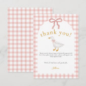 Silly Goose Blush Pink Gingham Baby Shower  Bedankkaart (Voorkant / Achterkant)