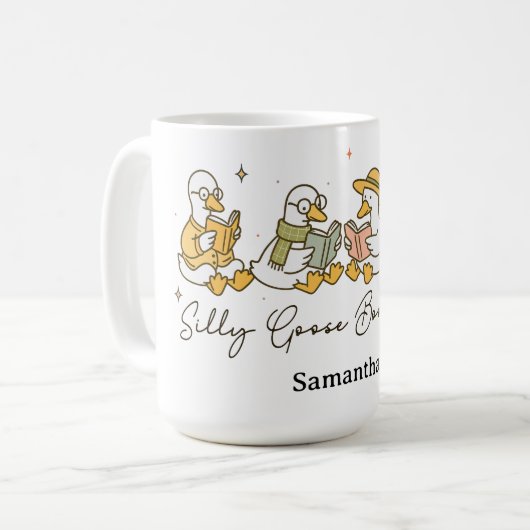 Silly Goose Book Club Reading Personalized Koffiemok (Voorkant links)