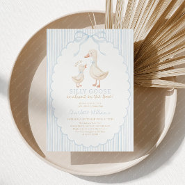 Silly Goose Boy Blue Baby Shower Kaart