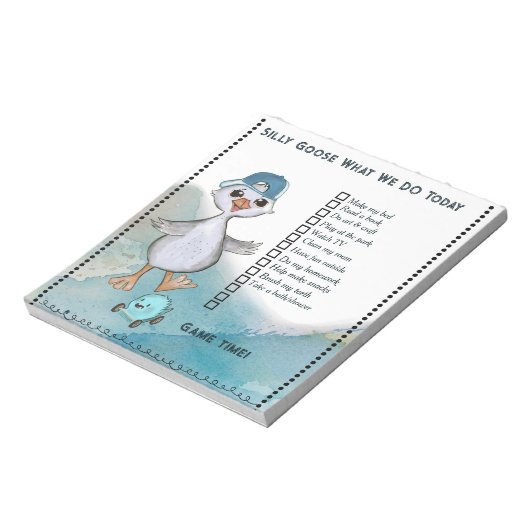 Silly Goose Boy Custom Daily Routine Checklist Notitieblok (Linkerzijde)