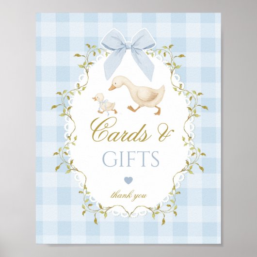 Silly Goose Cards and gifts Blue Bow Gingham Poster (Voorkant)