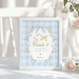 Silly Goose Cards and gifts Blue Bow Gingham Poster