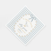 Silly Goose Daisy Blue Bow Gingham Baby Shower Servet (Hoek)