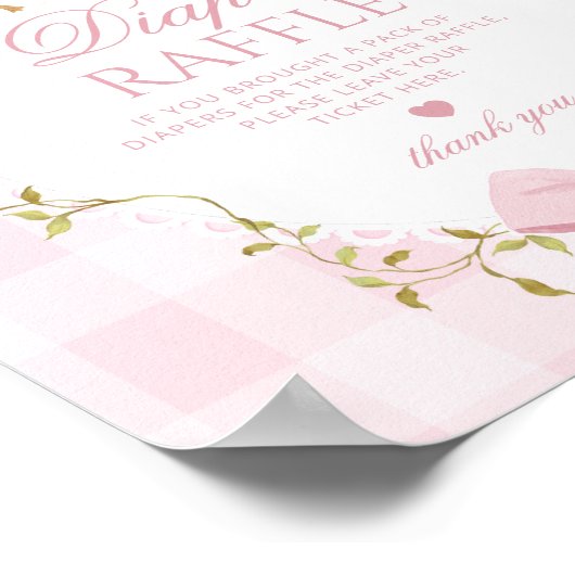 Silly Goose Diaper raffle Pink Gingham Bow Poster (Hoek)