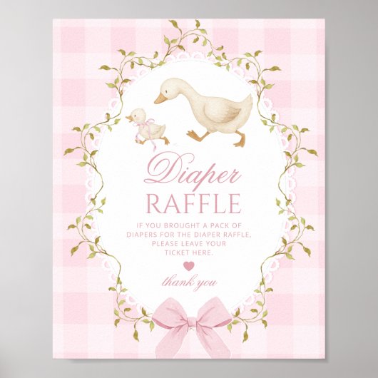 Silly Goose Diaper raffle Pink Gingham Bow Poster (Voorkant)