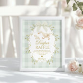 Silly Goose Diaper Raffle Sage Green Whimsical Poster