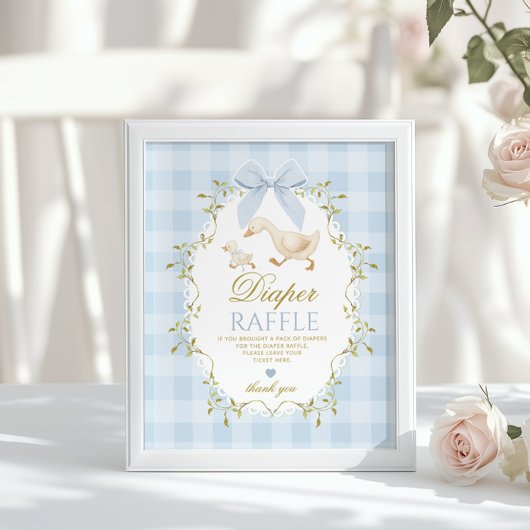 Silly Goose Diaper Raffle Sage Green Whimsical Poster