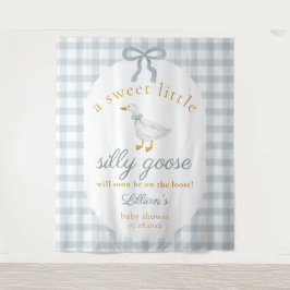Silly Goose Duck Blue Gingham Baby Shower Backdrop Wandkleed