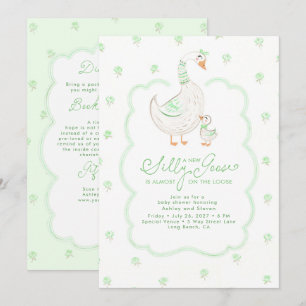 Silly Goose Elegante Groene Baby Shower All-in-One Kaart