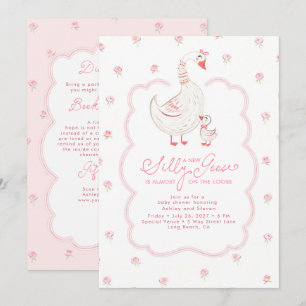 Silly Goose Elegante Roze Baby Shower All In One Kaart