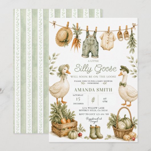 Silly Goose Farm Baby Shower Uitnodiging (Voorkant / Achterkant)