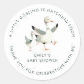 Silly Goose Favor Thank You Baby Shower Ronde Sticker (Voorkant)