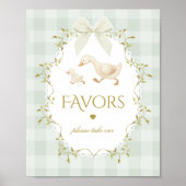 Silly Goose Favors Sage Gingham Baby Shower Poster (Voorkant)
