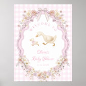 Silly Goose Floral Girl Baby Shower Welcome Poster (Voorkant)