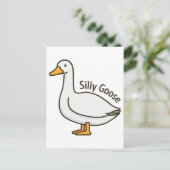 Silly Goose Funny Cartoon Goose Briefkaart (Staand voorkant)