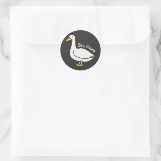 Silly Goose Funny Cartoon Goose Ronde Sticker (Tas)