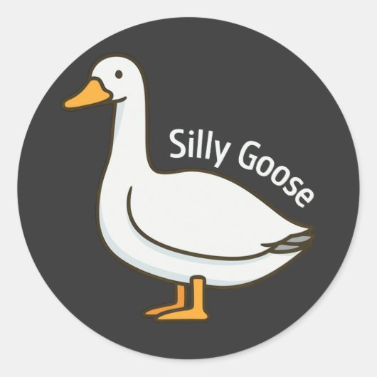 Silly Goose Funny Cartoon Goose Ronde Sticker (Voorkant)
