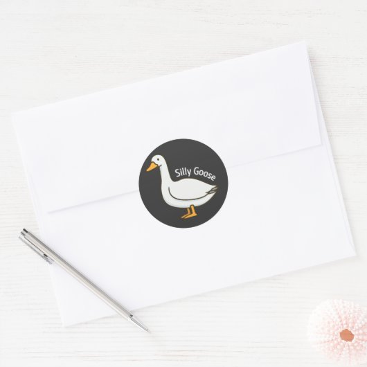 Silly Goose Funny Cartoon Goose Ronde Sticker (Envelop)