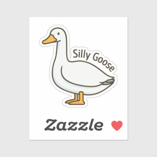 Silly Goose Funny Cartoon Goose Sticker (Vel)