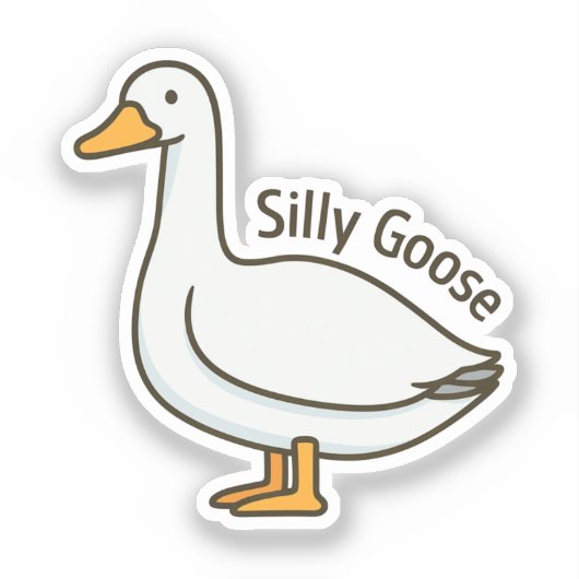 Silly Goose Funny Cartoon Goose Sticker (Voorkant)
