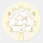 Silly Goose Gender neutral Gingham Thank you Ronde Sticker (Voorkant)