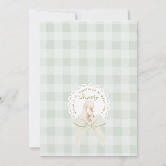 Silly Goose Gender neutral Sage Baby Shower Kaart (Achterkant)