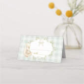 Silly Goose Gender Neutral Sage Gingham Plaatskaartje (Voorkant)