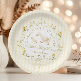 Silly Goose Gender neutral Yellow Baby Shower Papieren Bordje