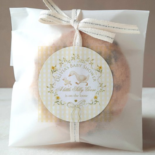 Silly Goose Gender neutral Yellow Baby Shower Ronde Sticker