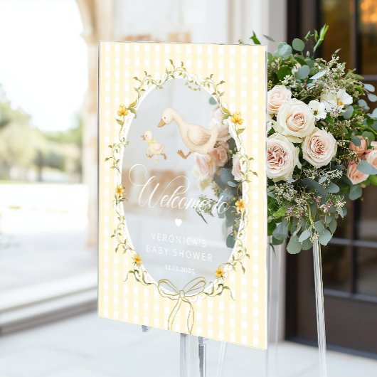 Silly Goose Gingham Baby Shower Welcome Acryl Bord
