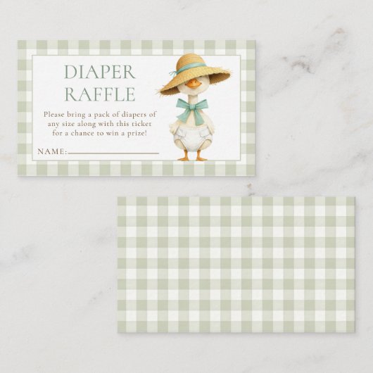 Silly Goose Gingham Diaper Raffle Baby Shower  Informatiekaartje (Voorkant / Achterkant)