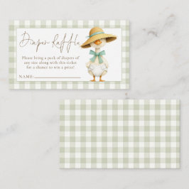 Silly Goose Gingham Diaper Raffle Baby Shower  Informatiekaartje
