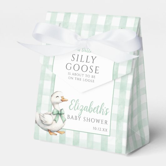 Silly Goose Gingham Gender Neutral Baby Shower Bedankdoosjes (Voorkant Zijde)