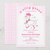 Silly Goose Gingham Plaid Western Girl Baby Shower Kaart (Voorkant / Achterkant)