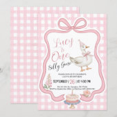 Silly Goose Girl 1st Birthday Invitation Kaart (Voorkant / Achterkant)