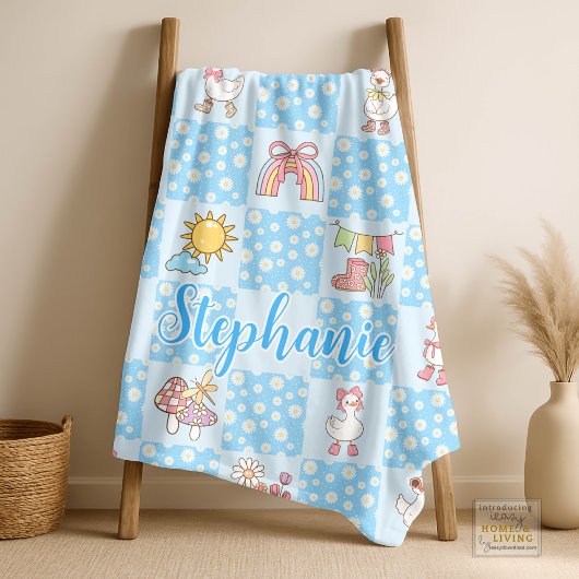Silly Goose Girl Design Blauw Fleece Deken