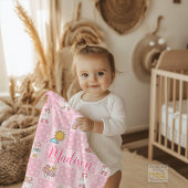 Silly Goose Girl Design Pink  Fleece Deken