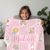 Silly Goose Girl Design Pink  Fleece Deken