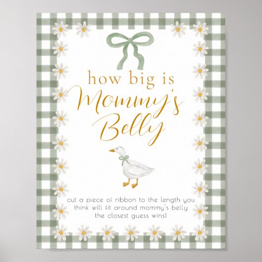 Silly Goose Green Gingham Baby Shower Game  Poster (Voorkant)