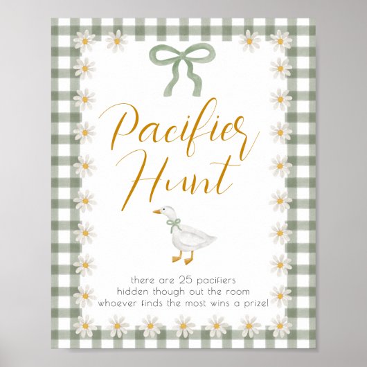 Silly Goose Green Gingham Pacifier Hunt Game Poster (Voorkant)