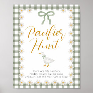 Silly Goose Groen Gingham Fopspeen Jacht Spel Poster