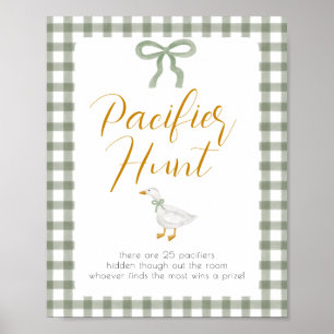 Silly Goose Groen Gingham Fopspeen Jacht Spel Poster